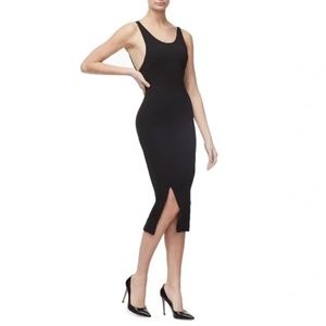 Good American The Scoop Open Back Stretch Fitted Size L/3 Midi Dress Black